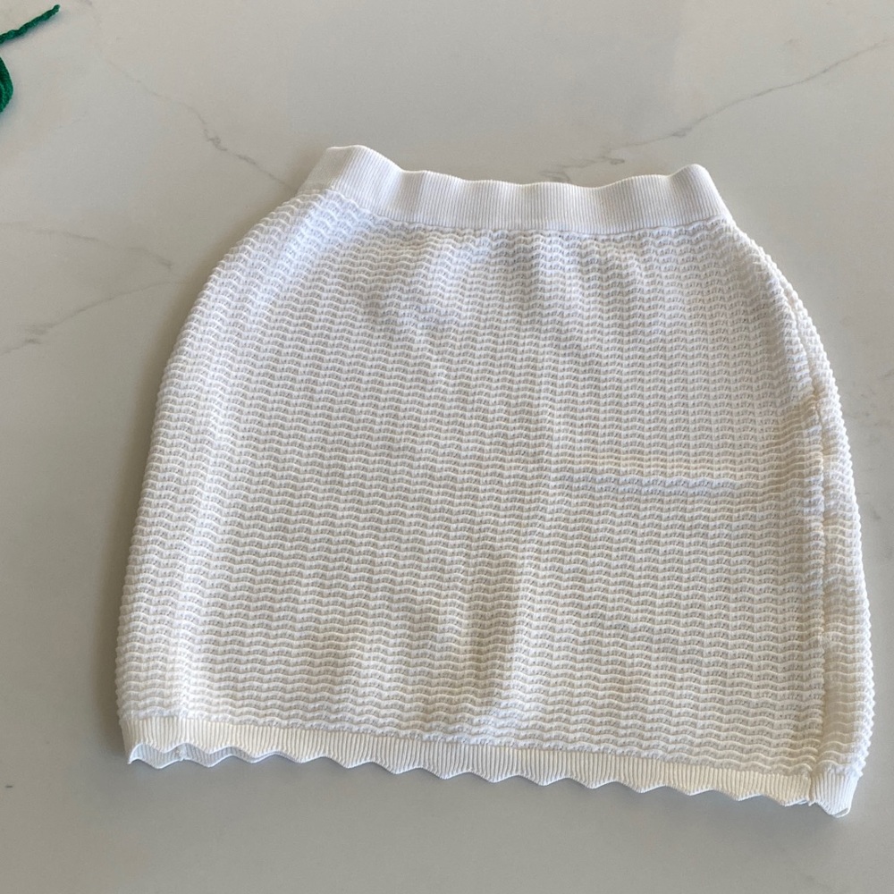 Rachel Zoe White Textured Pencil Skirt